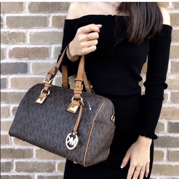 🎆🌸mk Grayson set🎆crossbody/Satchel brown medium - Picture 6 of 8